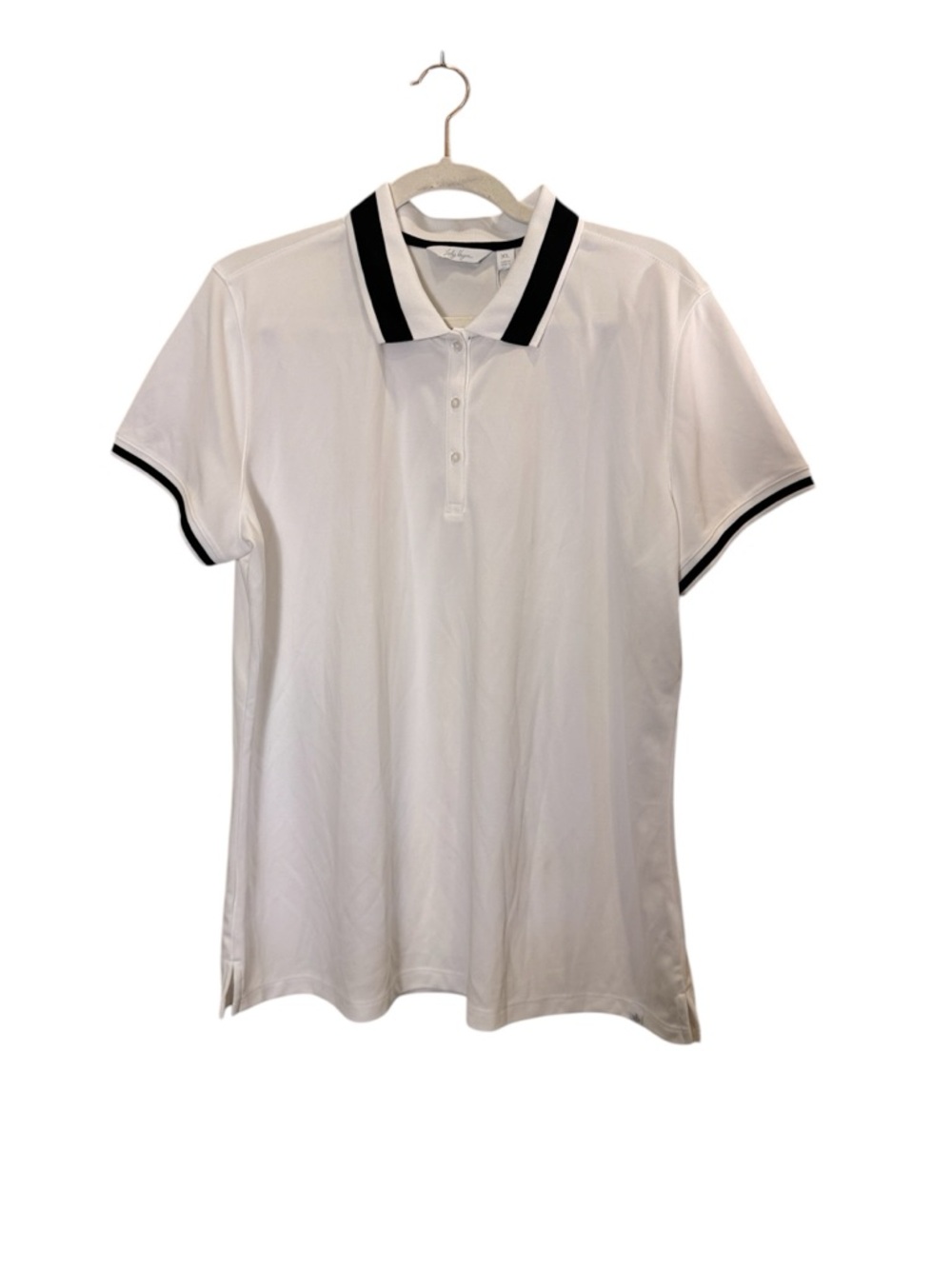Lady Hagen Sporty White Active Polo Golf Top with Black Trim Sz XL